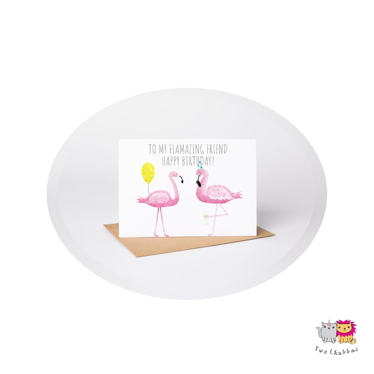 Flamingo Birthday Card, A6 Birthday Card, Cute Animal Birthday Card