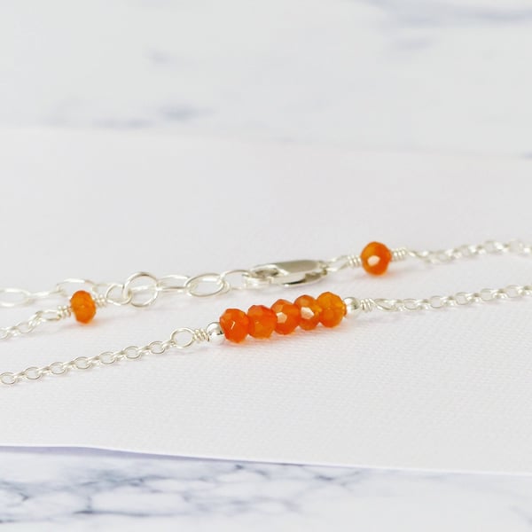 Sterling Silver Carnelian Bracelet, Natural Gemstone Bracelet Gift