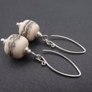 peach lampwork glass earrings, sterling silver jewellery