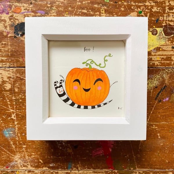 Boo! - Framed original illustration