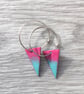 Pink & Turquoise Enamel Triangle on Sterling Silver hoop earrings - Image 6