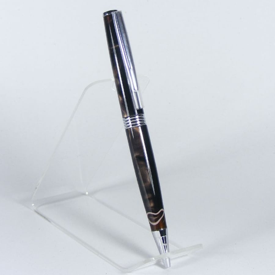 Chocolate Swirl Streamline Pen - Chrome Plate trim (P013)