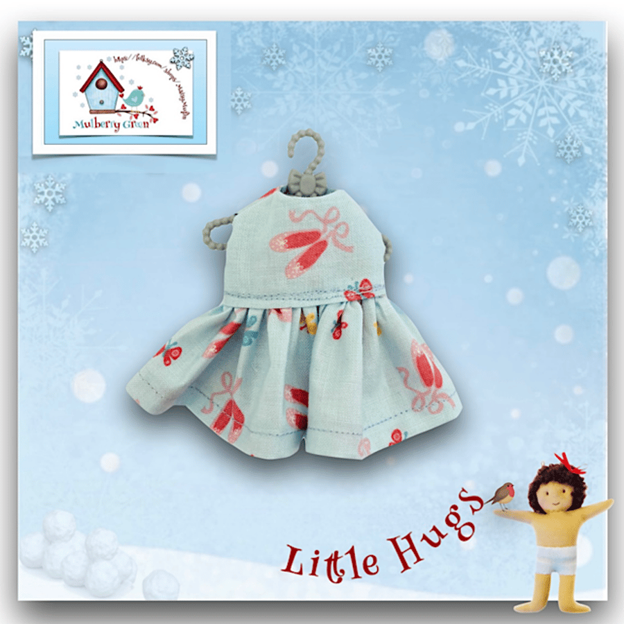 Blue Ballet Shoe Print Dress to fit the Little Hugs 