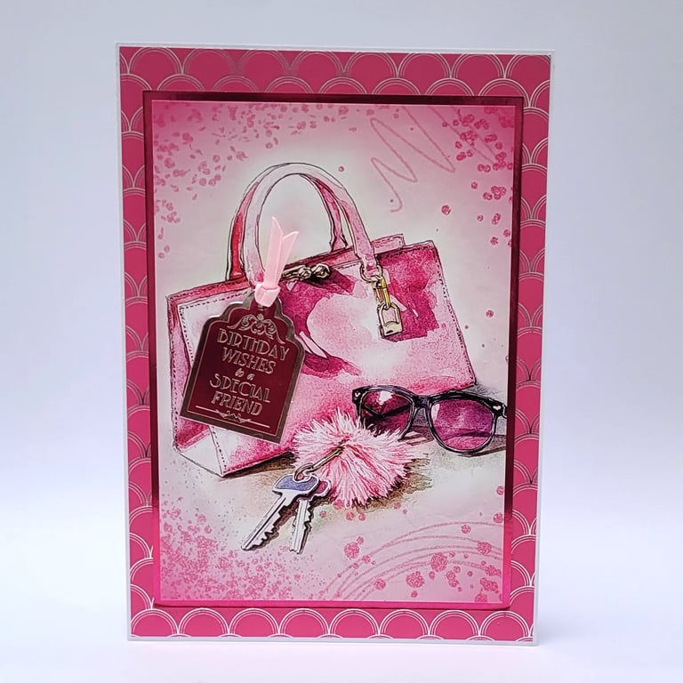 Handbag Birthday Card for her - Luxury stylish Feminine Birthday Card