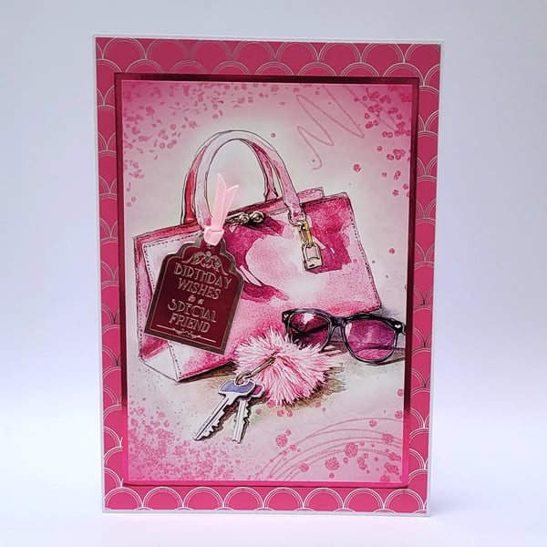 Handbag Birthday Card for her - Luxury stylish Feminine Birthday Card