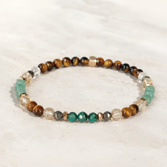 Prosperity Gemstone Bracelet - Tiger Eye, Citrine, Malachite, Aventurine, Pyrite