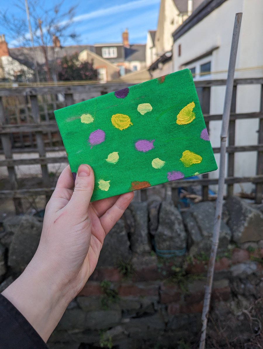 Handmade canvas bound sketchbook - Polka dot floral