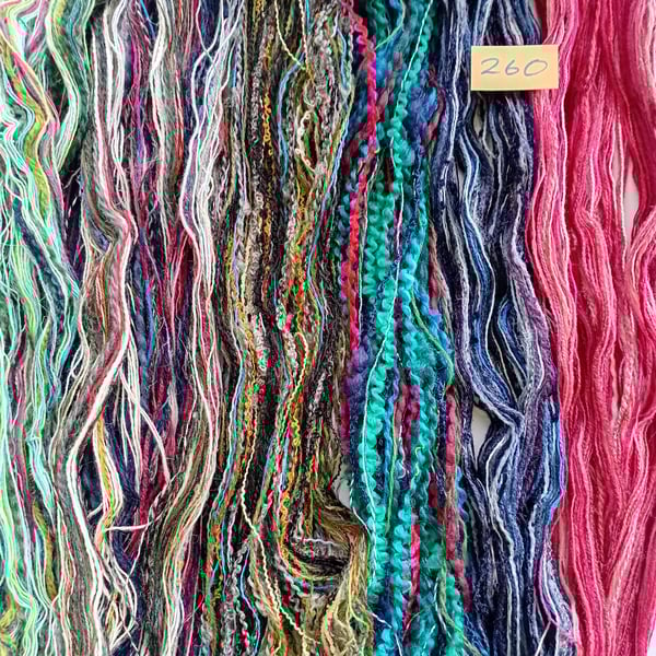 Textured yarns, creative threads, mixed media fibres, weaving thrums