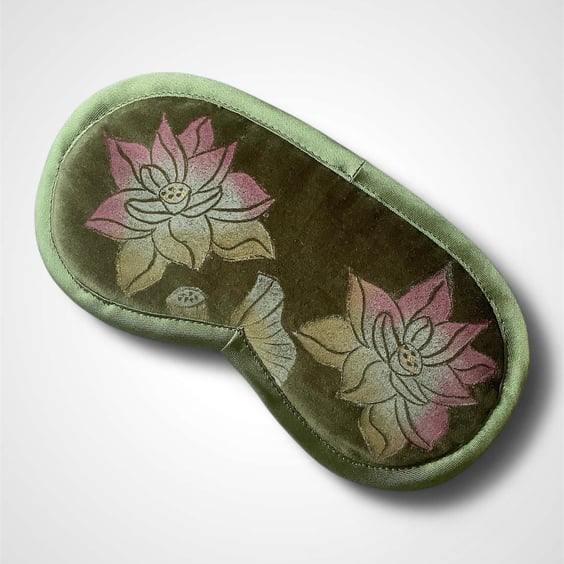 Lotus Flower Eye Mask in Olive Velvet 