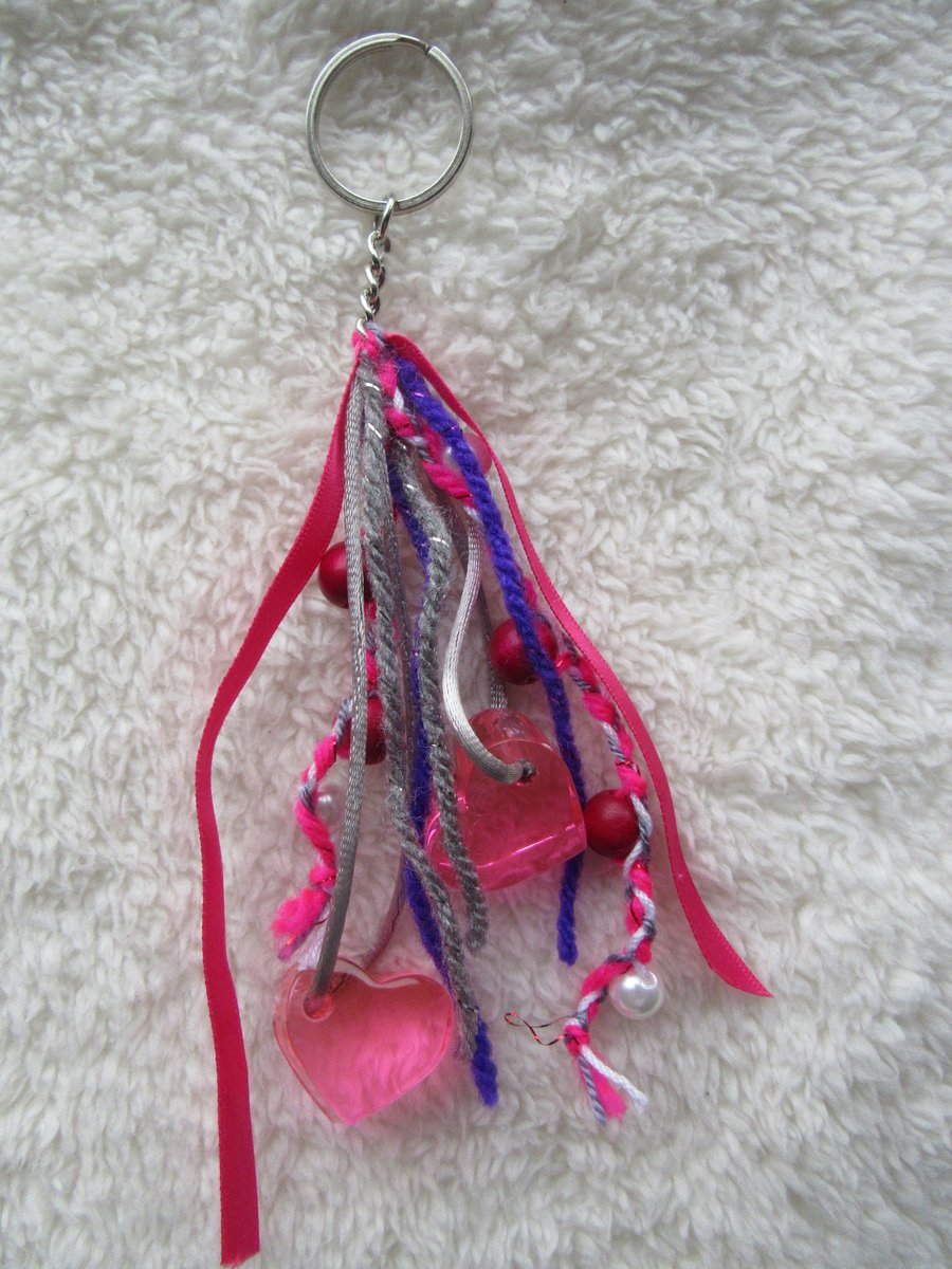 Pink heart bag charm, gift for granddaughter, stocking filler