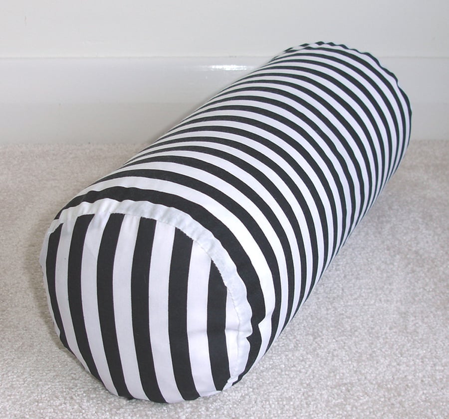 Bolster Cushion Cover Black and White Stripes Round Cylinder Neck Roll 16" x 6"