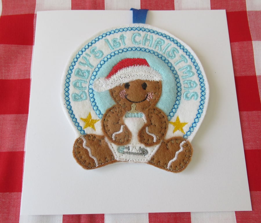 Baby's 1st Christmas Card, Blue , Hanging Decoration, Keepsake Card