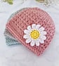 Crochet Baby Daisy Hat – Handmade Beanie Newborn to 2 Years