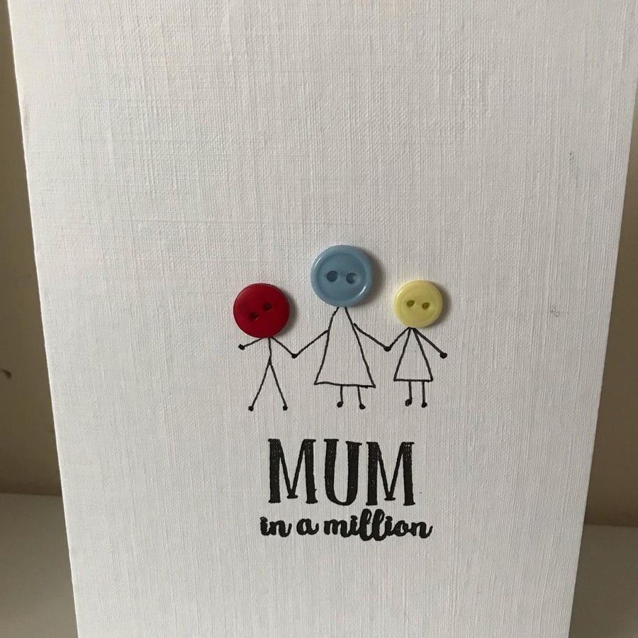 Button People Mothers Day Card - Mum in a Million