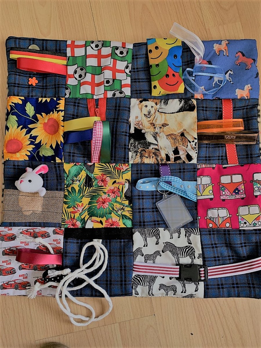 Dementia Fidget Blanket Mens Plaid