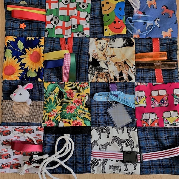 Dementia Fidget Blanket Mens Plaid