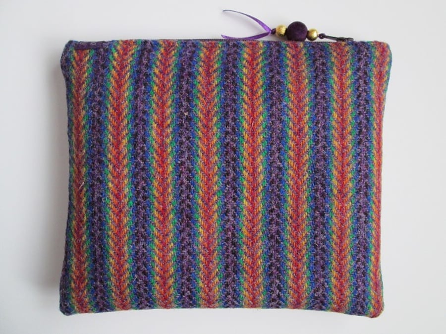 Rainbow Herringbone 'Harris Tweed' Make Up Cosmetic Bag