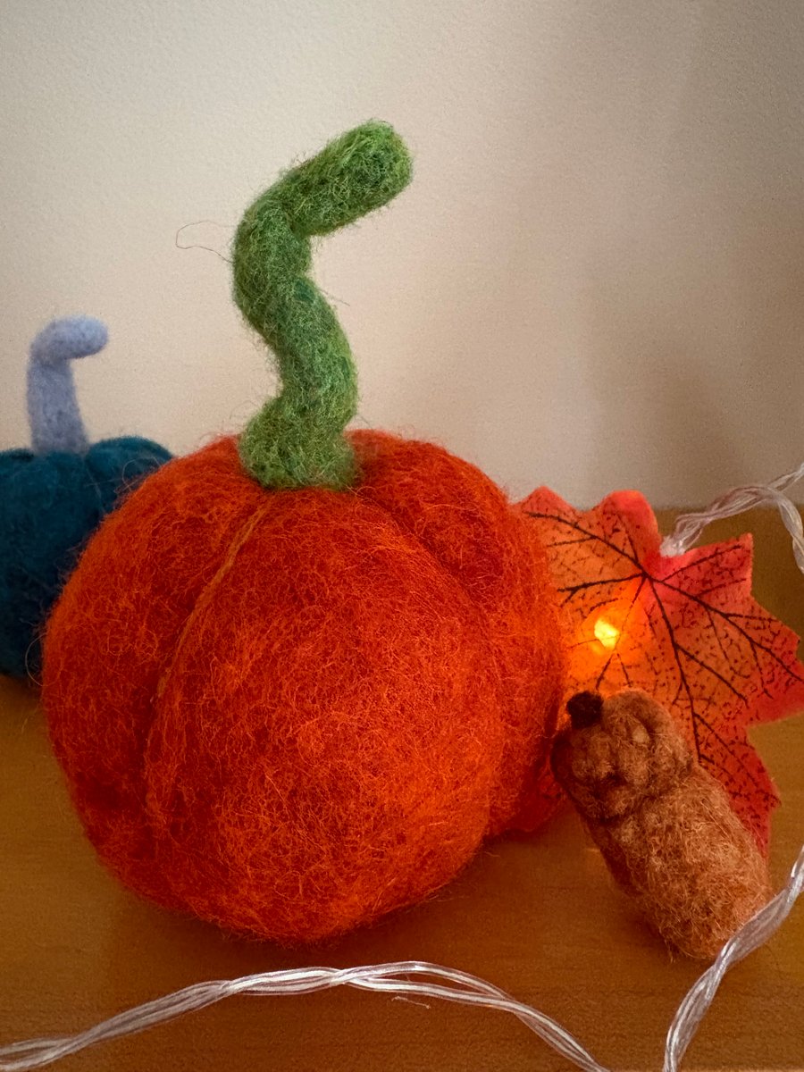Needle Felted Pumpkin, Halloween Pumpkin, Autumnal Decorations, Fall