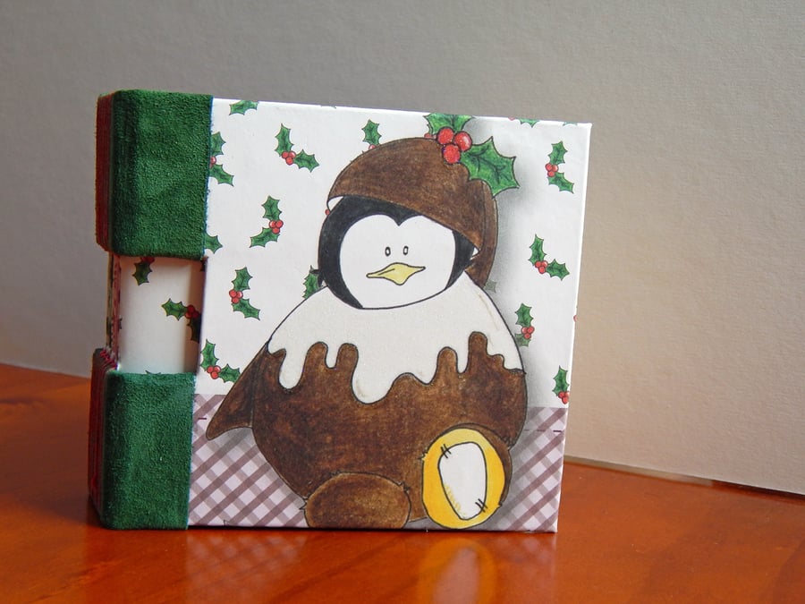 Penguin Notebook with Buttonhole Binding - Christmas Gift, Gifts for Children 