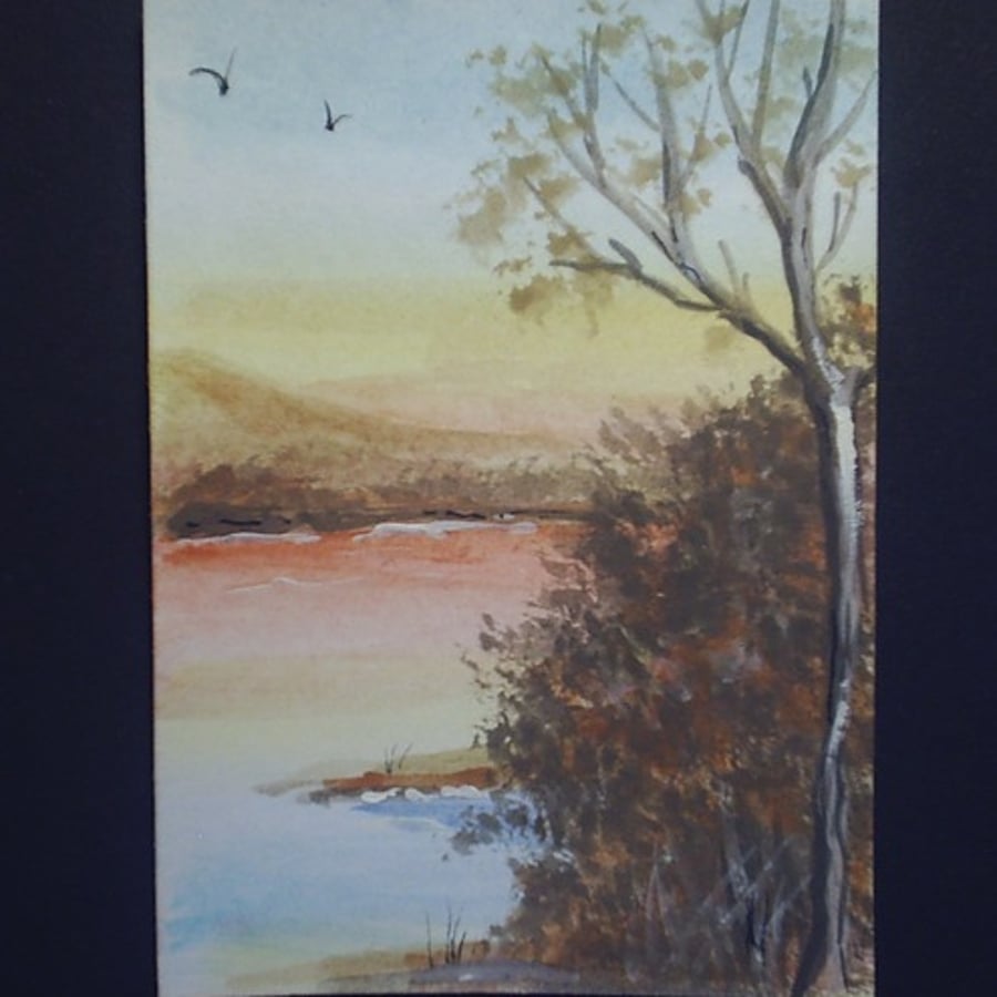 autumn sunset aceo by Gweddusart