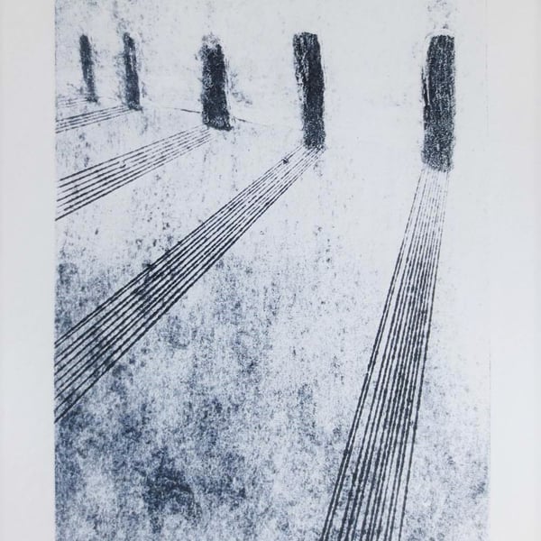 Coastal collagraph of sea defences at Bournemou... - Folksy