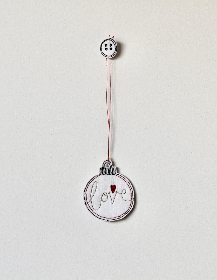 Small 'Love' Linen Bauble - Hanging Decorations