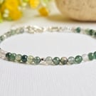 Dainty Moss Agate Gemstone Bracelet - 3mm 