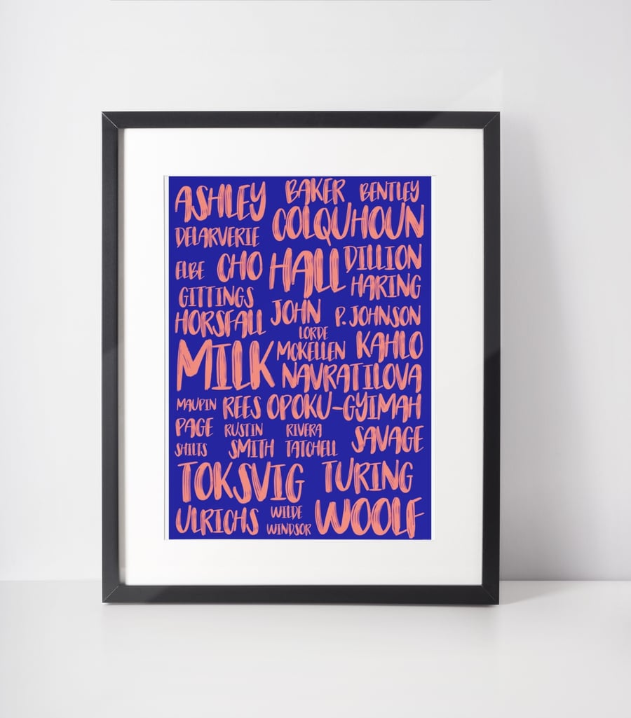 LGBTQ Heroes A2 Poster - Blue - Folksy