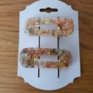 Set of Alligator Clips Made With Resin and Holographic Metal Leaf