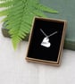 Silver Fern Pattern Heart Pendant - Image 5