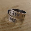 Sterling Silver Stamped 'This Is Me' Adjustable Ring