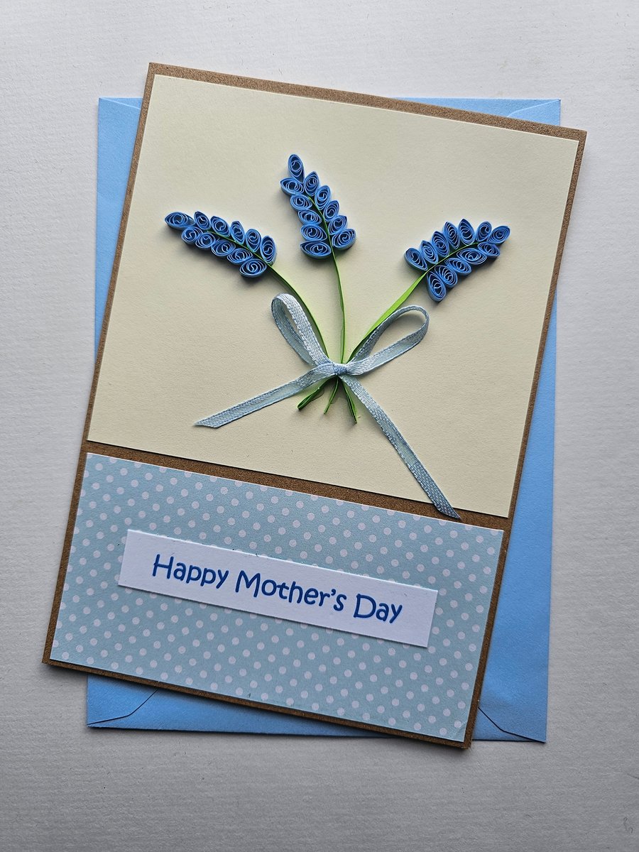 Quilled Lavender Large Mother's Day Card Size 7" x 5" 