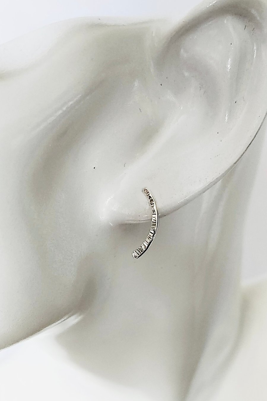 Sterling Silver Hammered Curve Stud Earrings