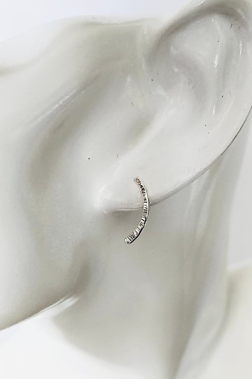 Sterling Silver Hammered Curve Stud Earrings