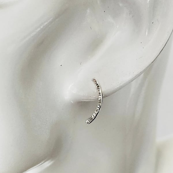 Sterling Silver Hammered Curve Stud Earrings