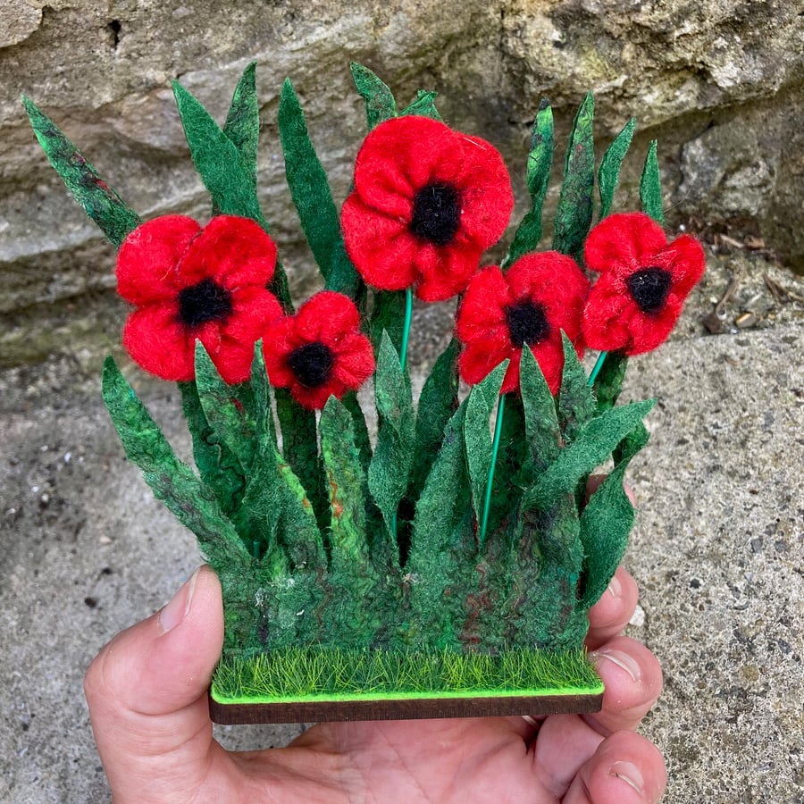 Felted poppy decorative ornament
