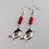 Robin earrings - red and silver