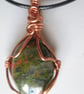  Copper wire wrapped green stone pendant - Image 3