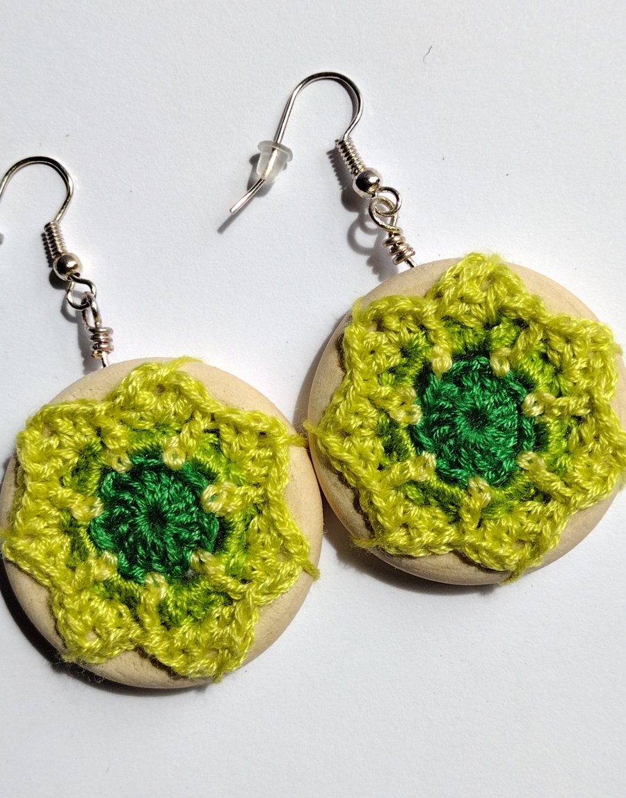 Micro crochet mandala earrings