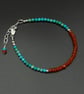 Turquoise Carnelian and sterling silver handmade gemstone bracelet - Image 4
