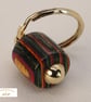 Reclaimed Multi-coloured Ply Keyring Recycled Wood 'Gold' Detail - Image 2