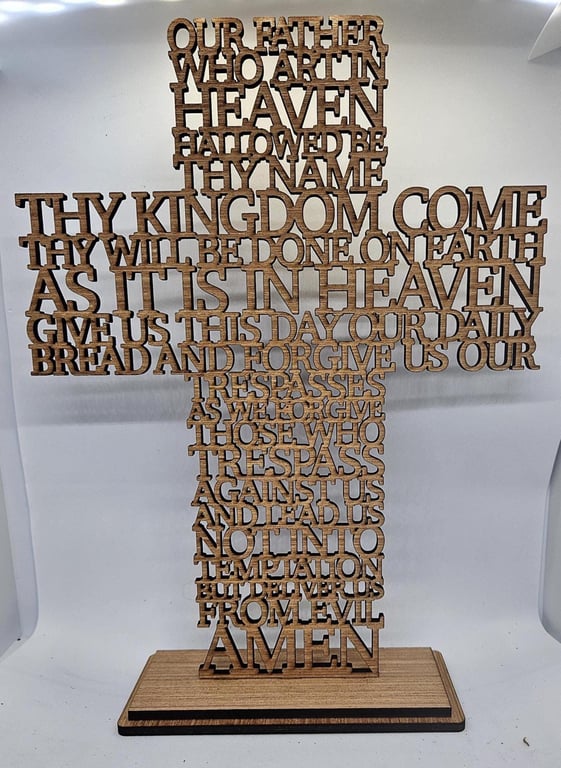 Wooden Cross: Our Father Lord's Prayer - Catholic Version - Christian Decor