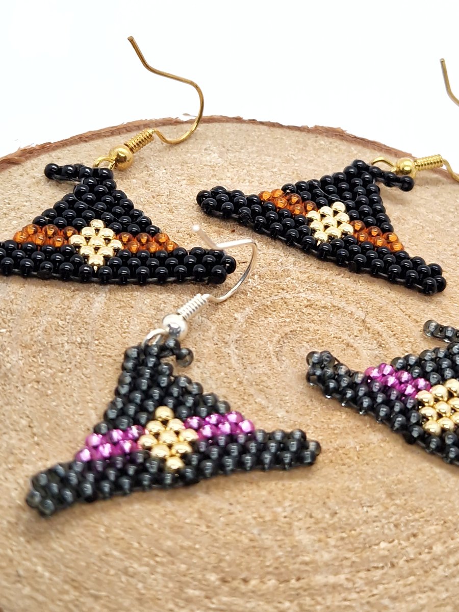 Witches hat beaded earrings