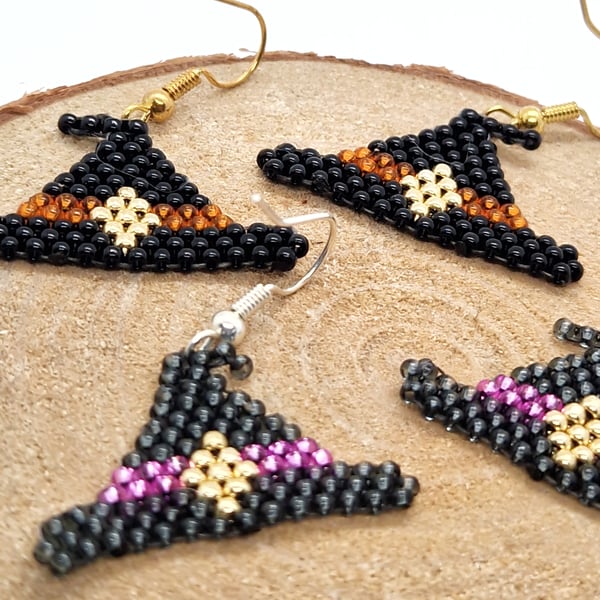 Witches hat beaded earrings