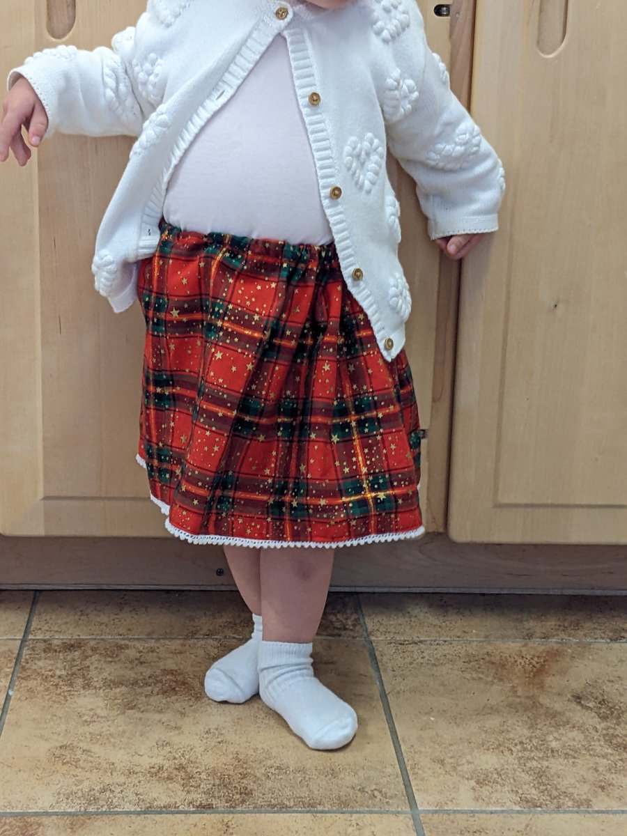 Christmas tartan skirt or dress for girls, Tartan skirt with metallic stars - Main Image