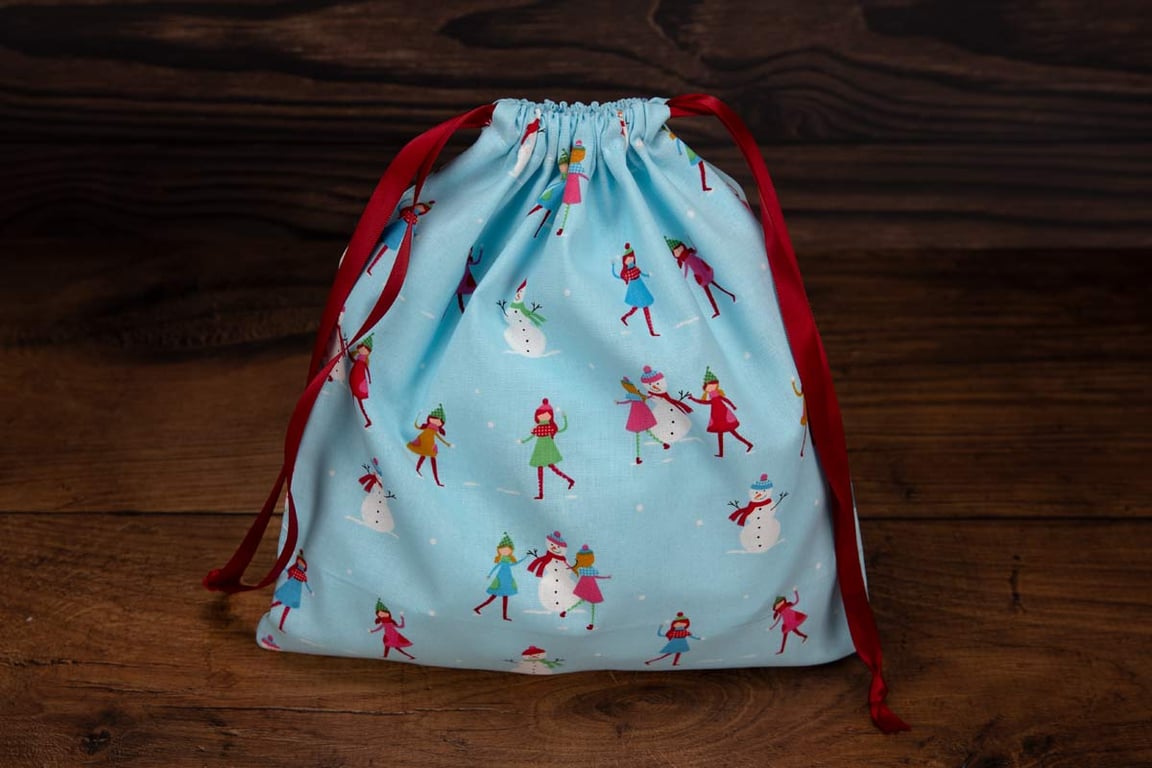 Handmade Christmas Gift Bag Snowmen-Children Design, Eco-Friendly-FGB09