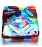 Abstract Patchwork Rainbow Dichroic Dish 11.5 cm Fused Glass Square  - Image 2