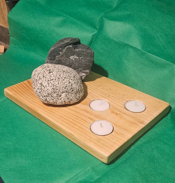 Handcrafted wooden centrepiece 