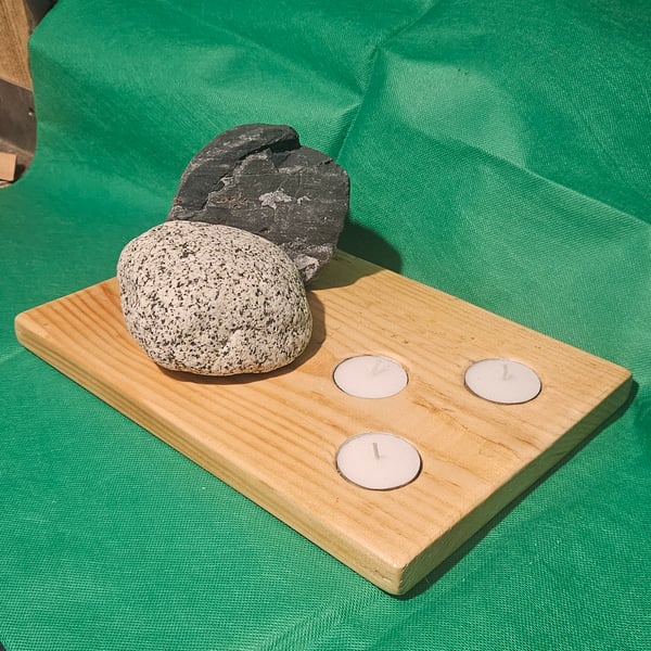 Handcrafted wooden centrepiece 