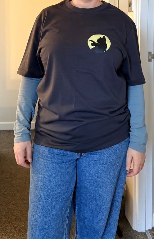 Dark Grey Cat Moon T Shirt with CEC Bovril Design Super Limited Edition